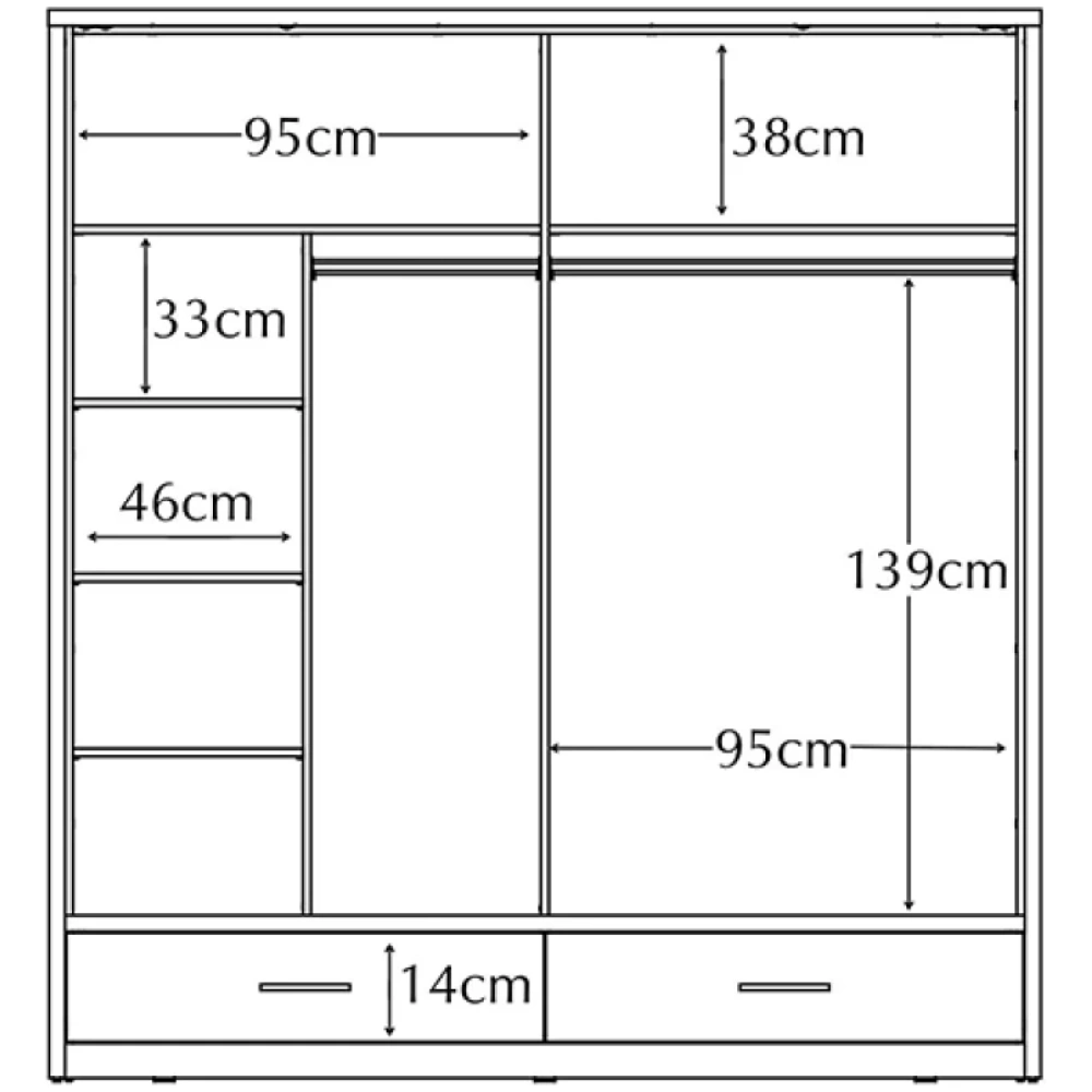 Arizona Black 200cm Sliding Wardrobe