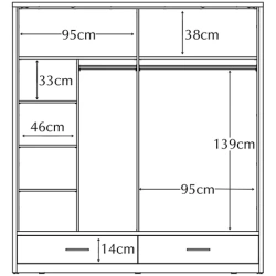 Arizona Black 200cm Sliding Wardrobe